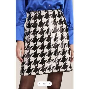 TYLER BOE NWT Cindy Woven Sequin Houndstooth Skirt // 2